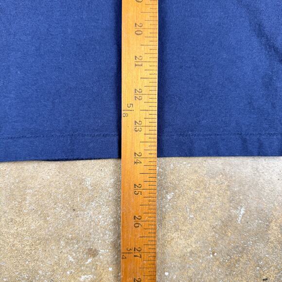 Vintage Hanes Navy Blue Pocket T-Shirt Men’s Medium 90s Single Stitch‎ Tee Blank - Picture 8 of 9